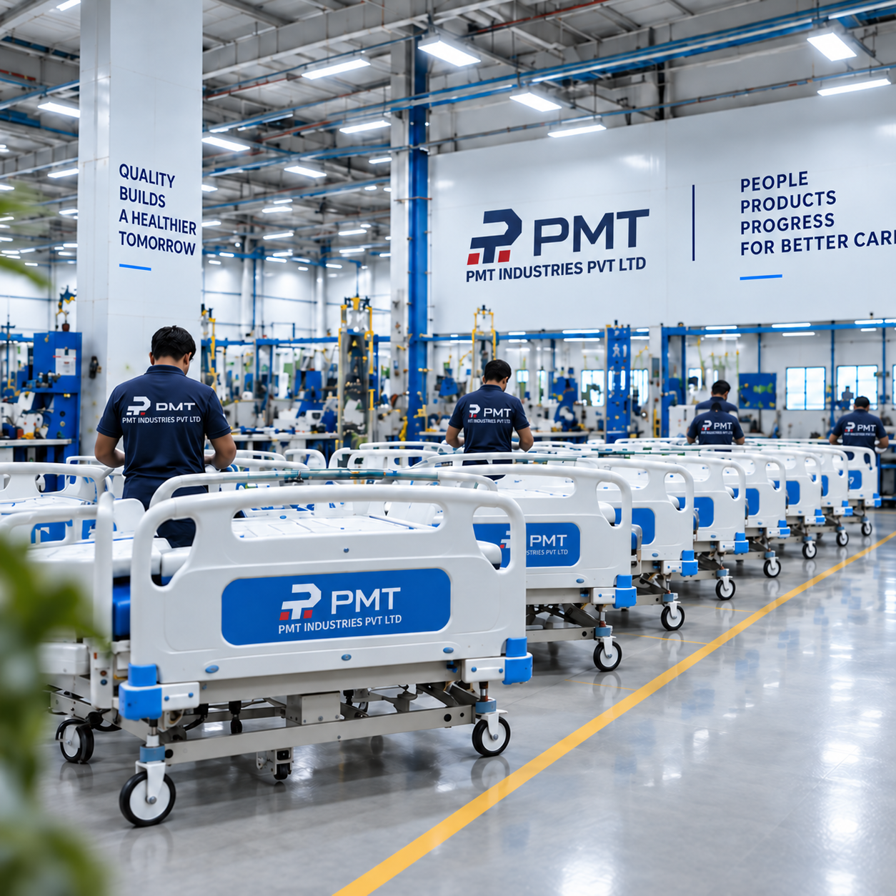 PMT Industries hospital bed manufacturing facility in Ahmedabad